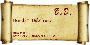 Benő Dénes névjegykártya